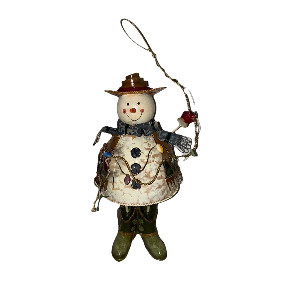 Snowman Cowboy Tea Light Candle Holder Holiday Christmas Decor Kohl's NEW